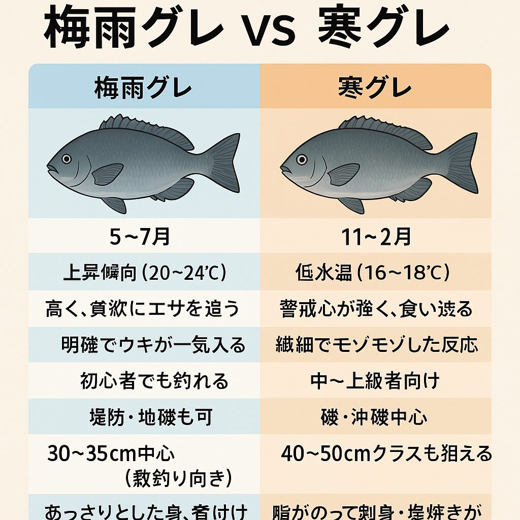 「梅雨グレ」と「寒グレ」って別の魚？フカセ釣り入門。釣太郎