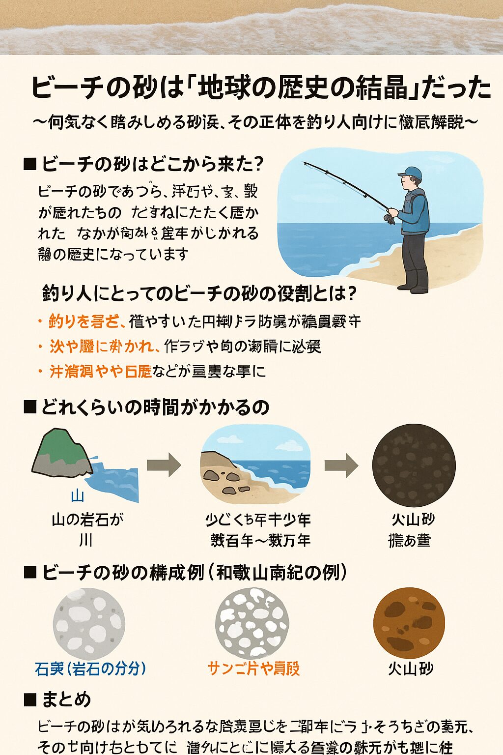 ビーチの砂は「地球の歴史の結晶」だった！？ ～何気なく踏みしめる砂浜、その正体を釣り人向けに徹底解説～。釣太郎