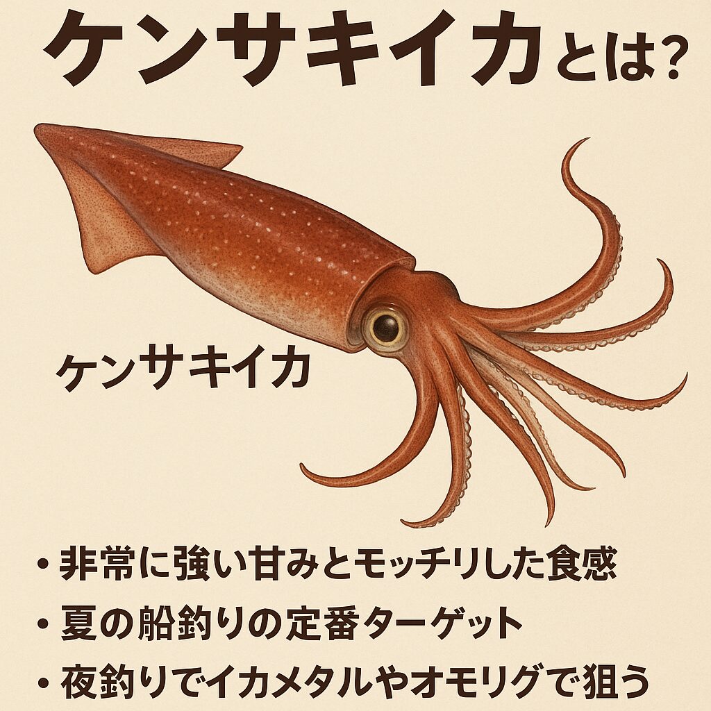地元で「アカイカ」と呼ばれるケンサキイカ。釣太郎