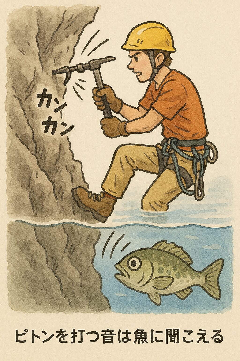 ピトンを打ち付ける音で魚が逃げる、という釣り人もいる。釣太郎