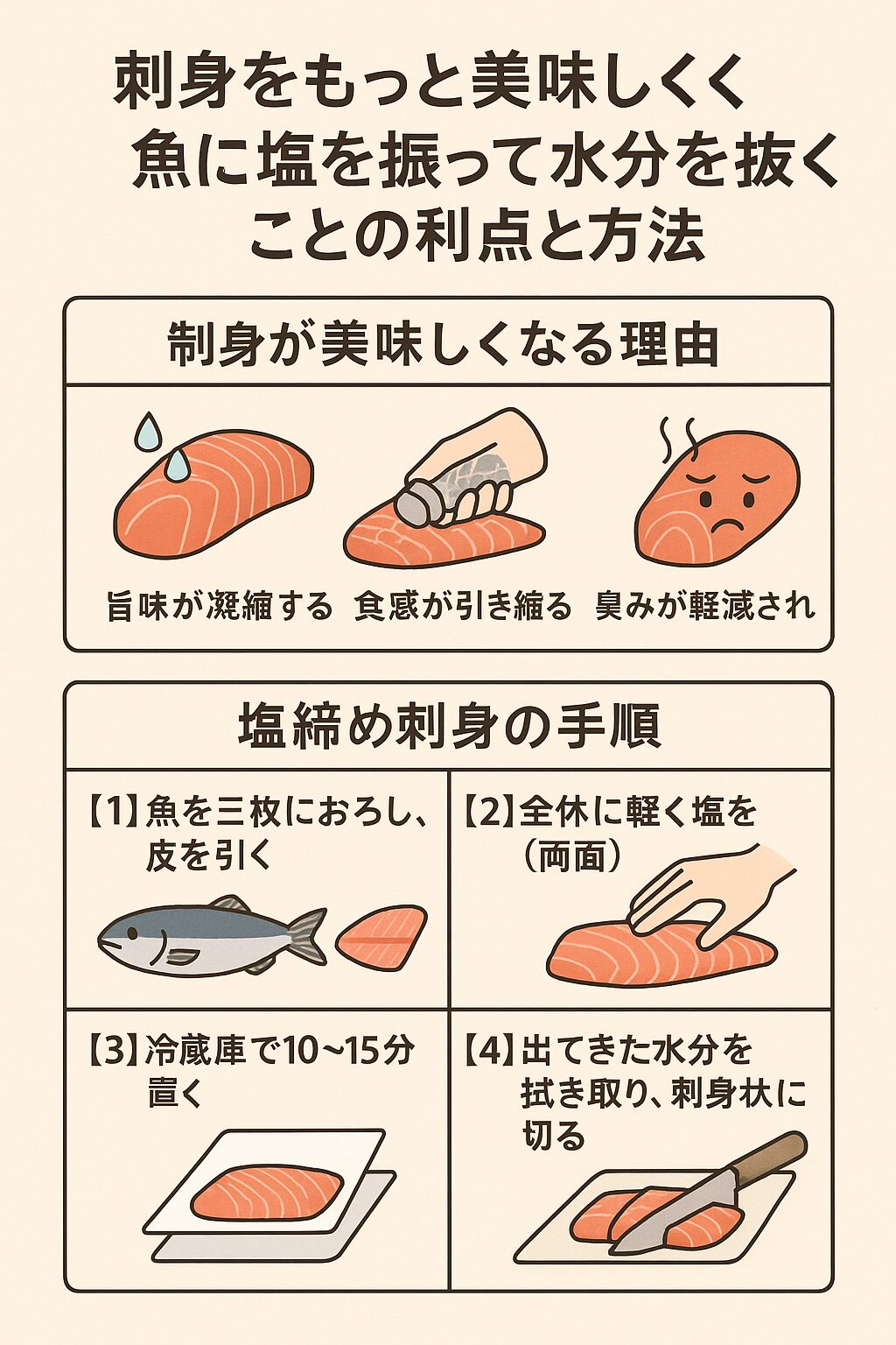 塩は「魔法の調味料」、刺身の味を格上げする裏技。釣太郎の魚料理技術編。