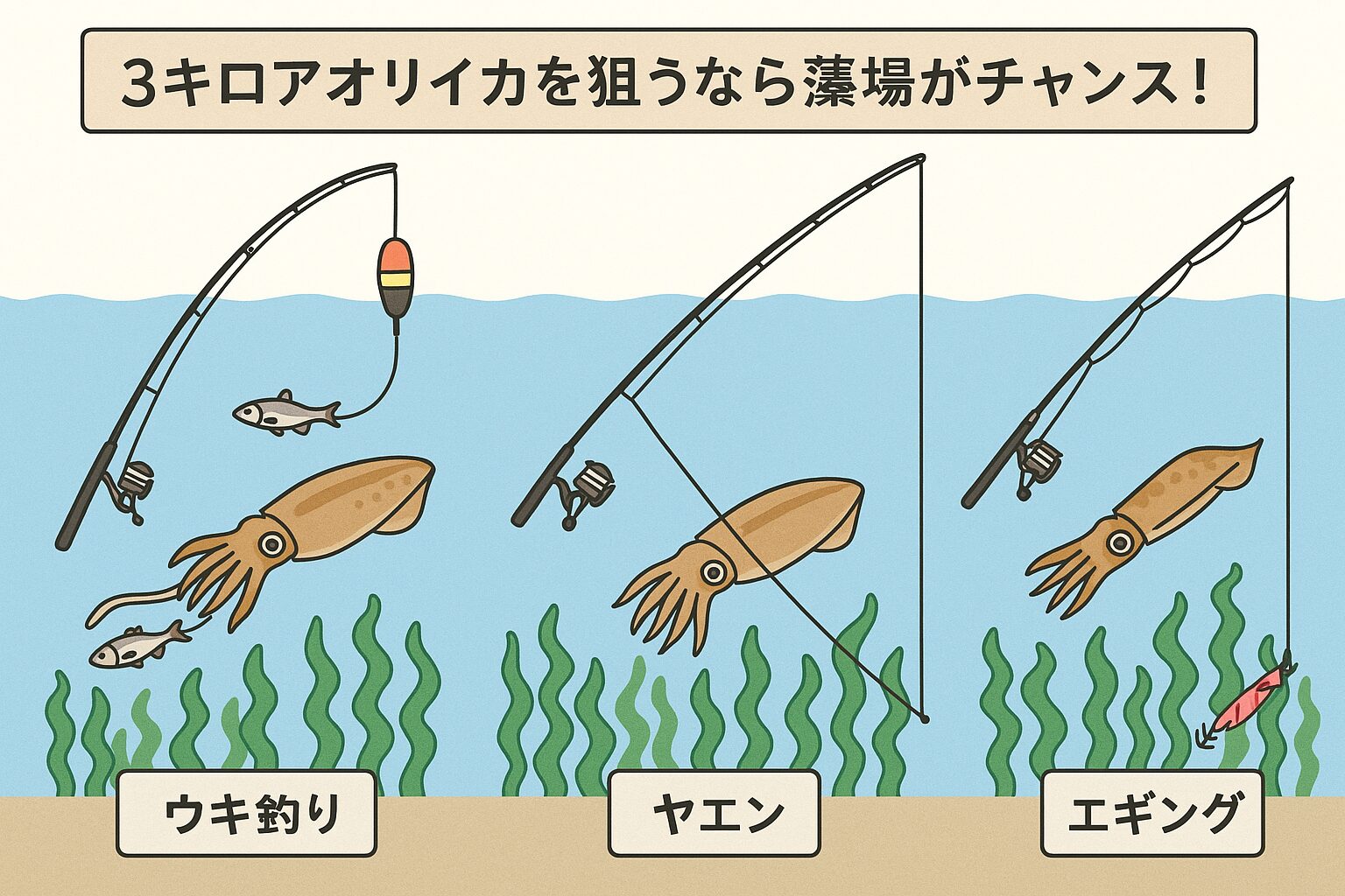 3キロアオリイカは藻場＋ウキ釣りで仕留めろ！釣太郎