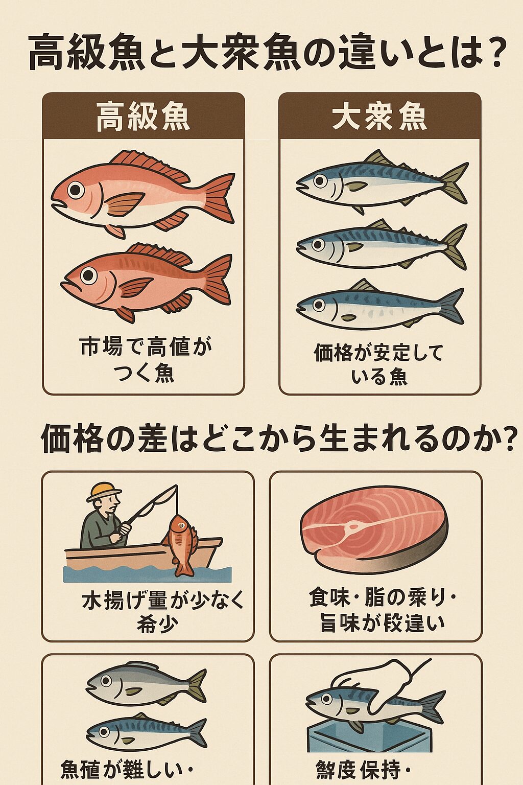 高級魚と大衆魚の違いとは?価格の差はどこから生まれるのか?釣太郎