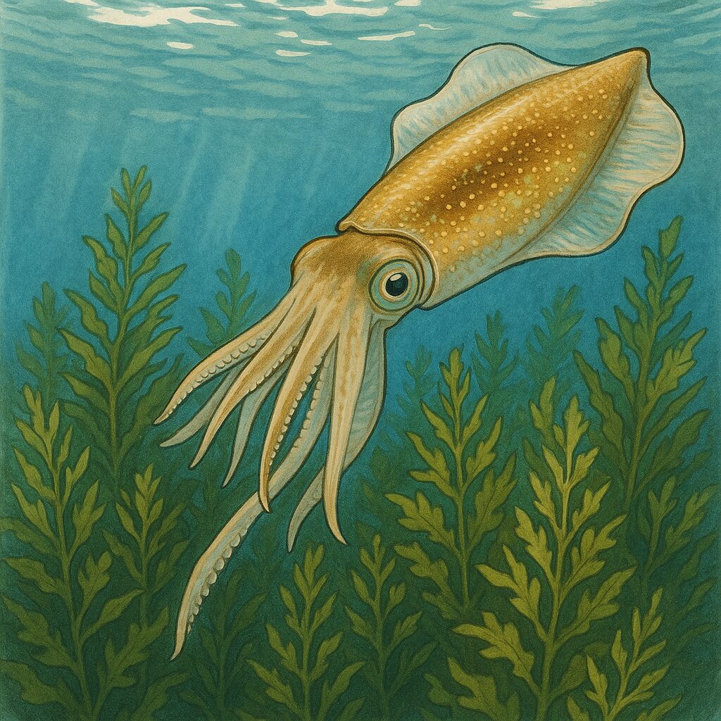 5月下旬、海藻が茂っている場所でアオリイカに出会える確率は70〜90％。釣太郎