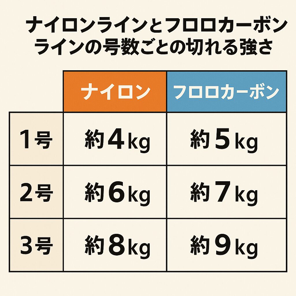 ナイロン vs フロロカーボン｜1号・2号・3号は何キロで切れる？強度の違いを解説！釣太郎