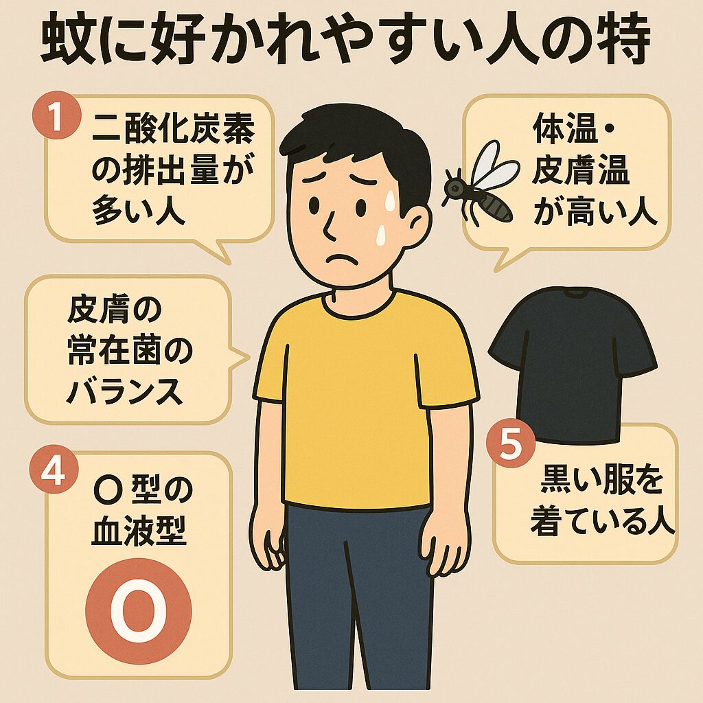 蚊に人気が高い人の特徴説明。釣太郎