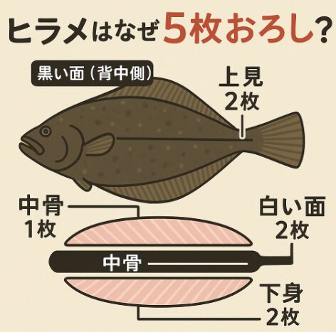 魚は「3枚おろし」なのに、ヒラメは「5枚おろし」。釣太郎
