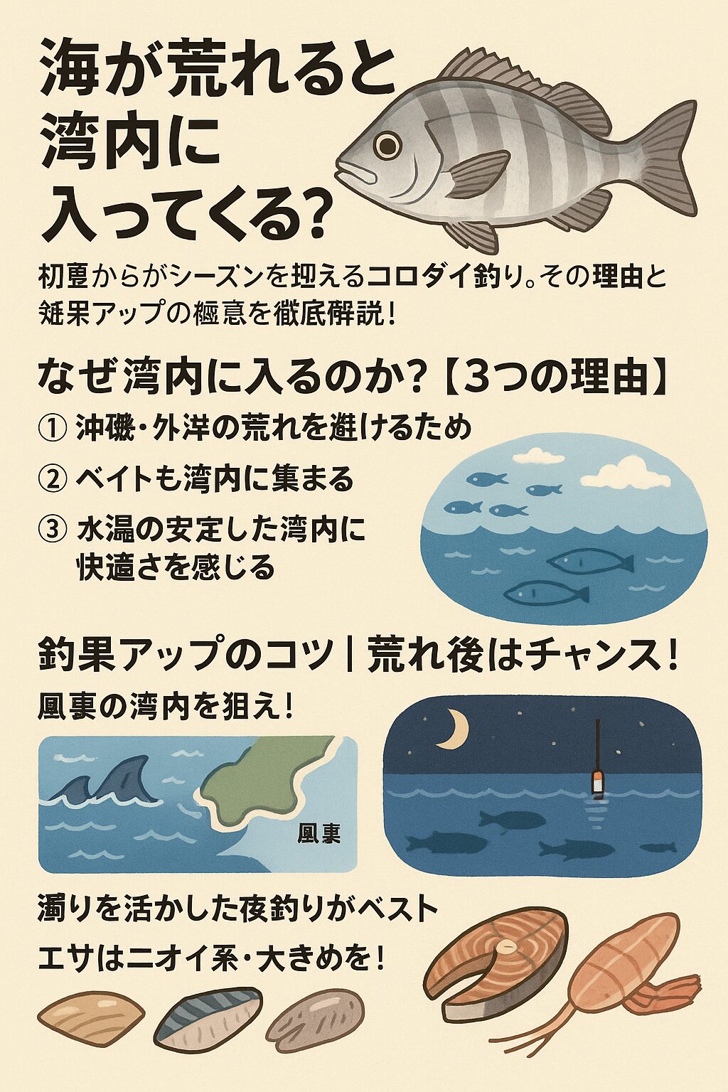 海が荒れると、コロダイが湾内に入ってくる!釣太郎