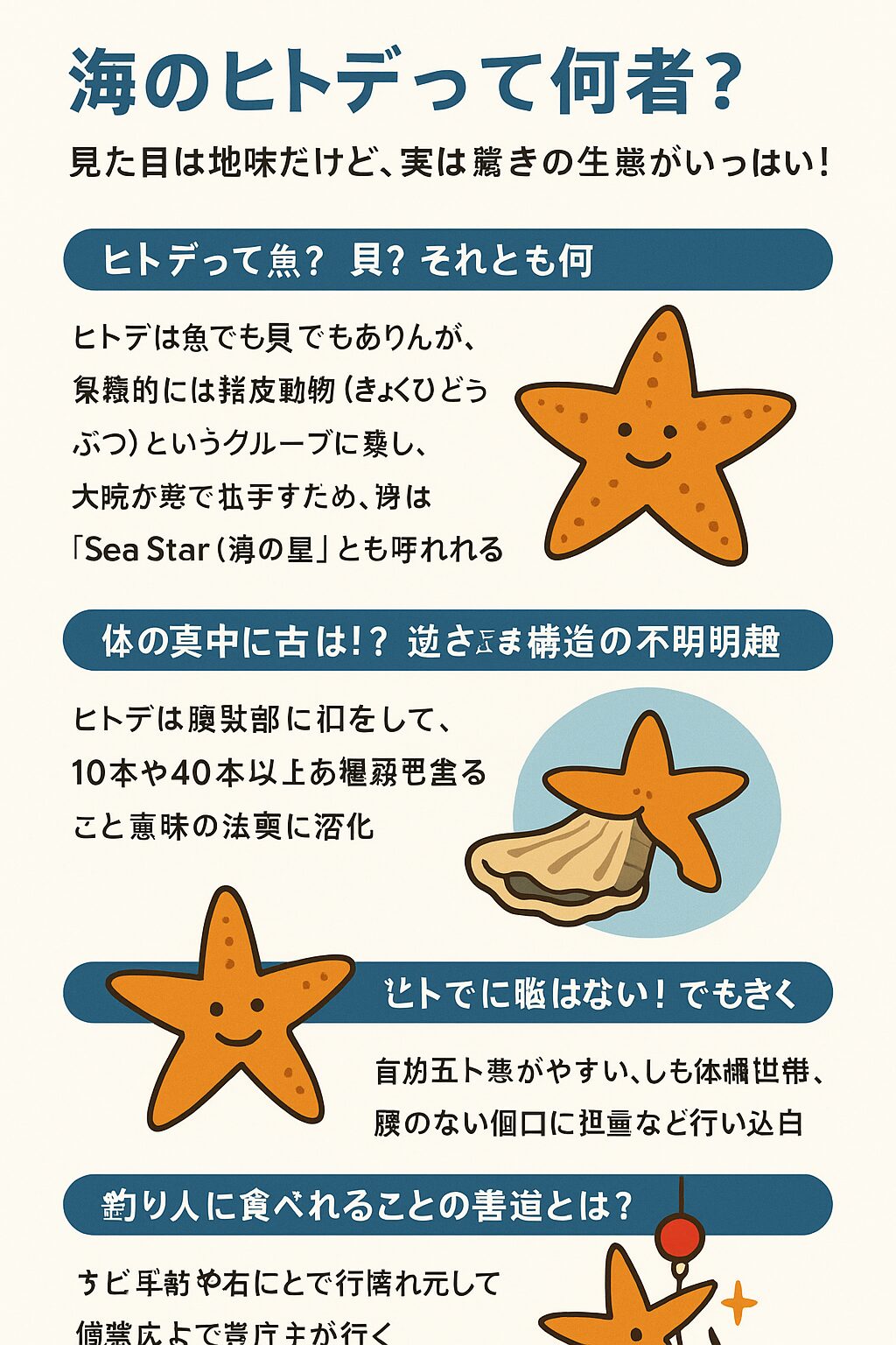 海のヒトデって何者？ 見た目は地味だけど、実は驚きの生態がいっぱい！釣太郎