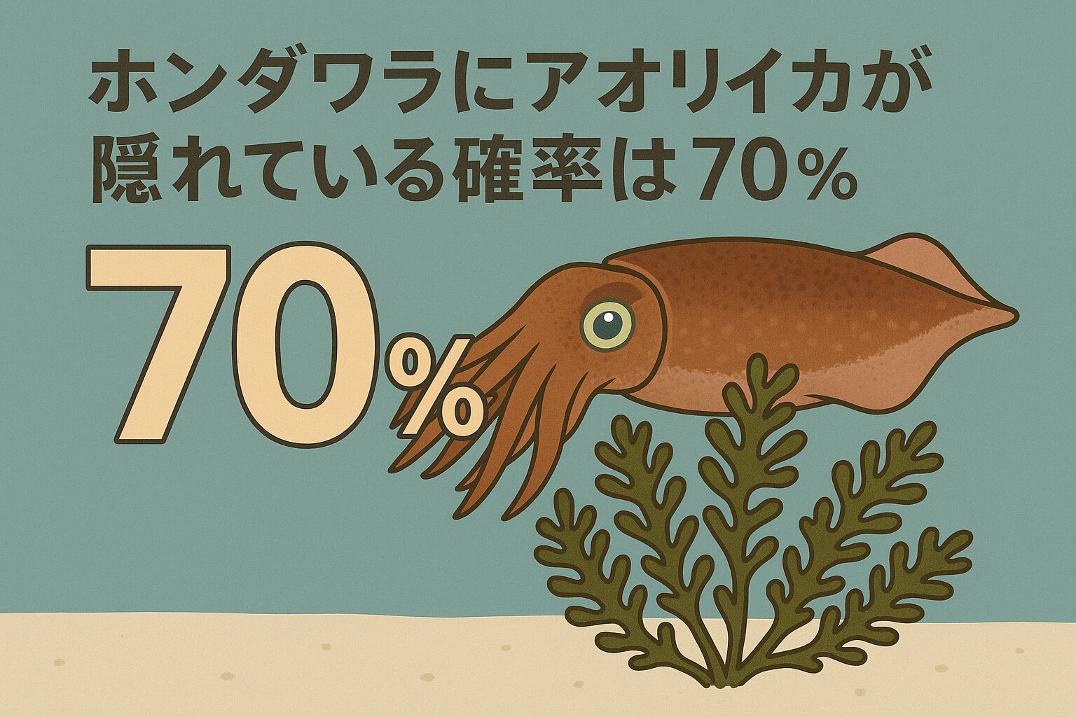 海藻には、アオリイカが「70%以上の確率で潜む」。釣太郎