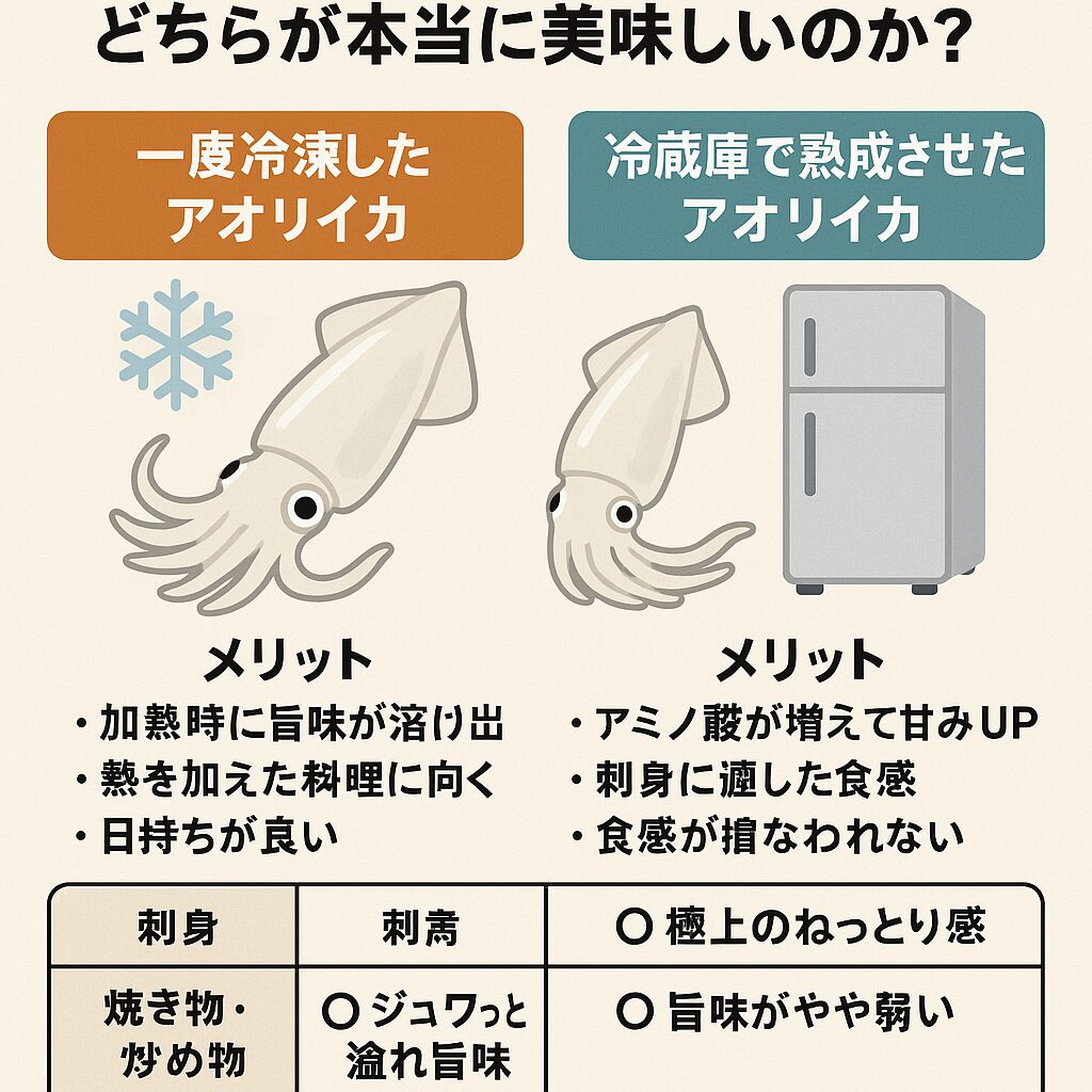 アオリイカ、あなたは冷凍派？それとの冷蔵庫で成熟派？釣太郎