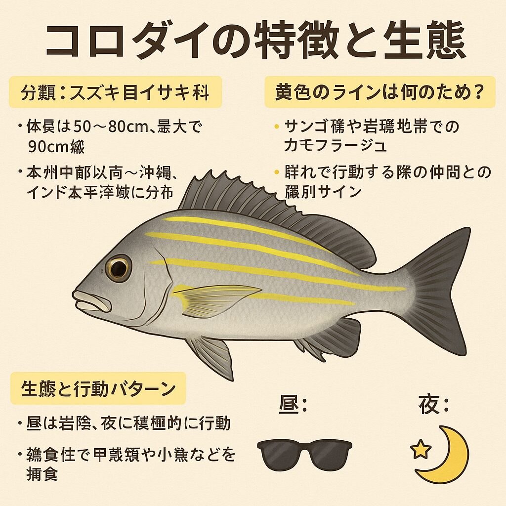 コロダイの特徴と生態とは？釣り人必見！黄色のラインの意味まで徹底解説！釣太郎
