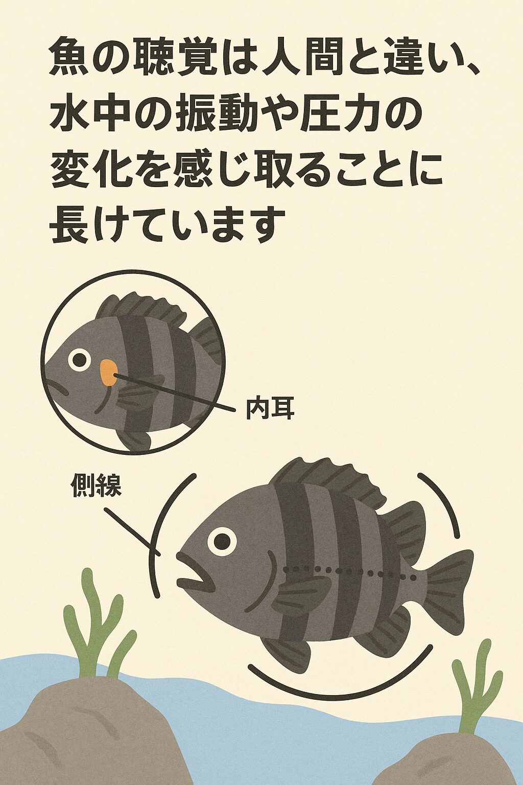 魚は音より「振動」で感じる！──釣り人が知っておきたい魚の聴覚のしくみ。釣太郎