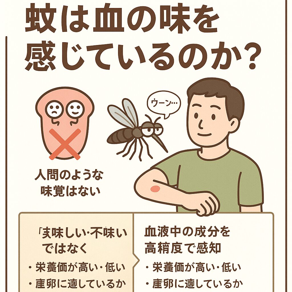 蚊は血液中の成分（特定のアミノ酸や脂肪酸など）を高精度で感知しています。釣太郎