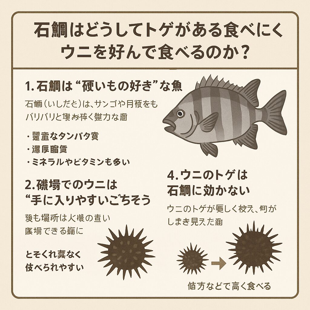 【石鯛釣りファン必見】なぜ石鯛はトゲだらけのウニを好んで食べるのか？釣太郎