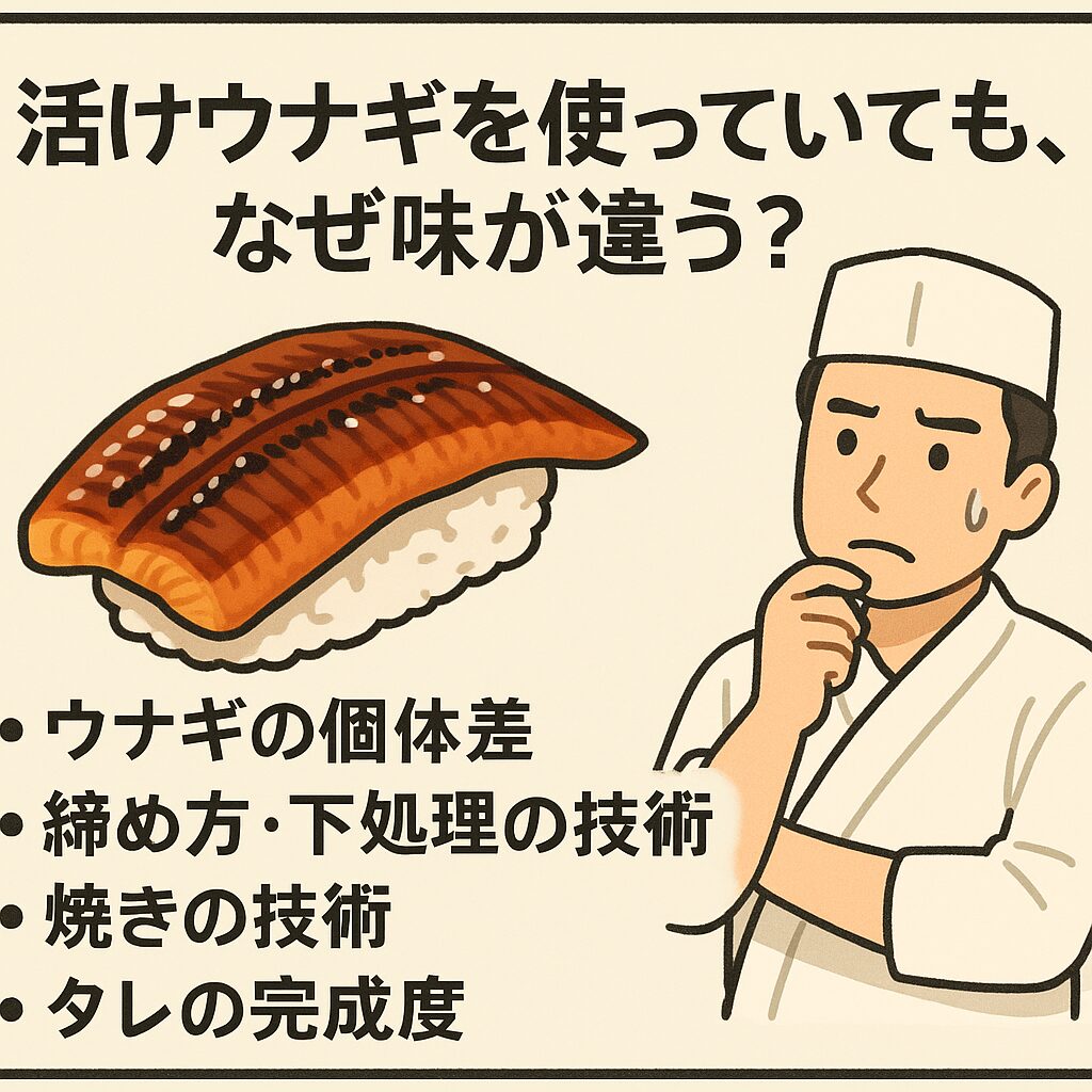 活けウナギを使っていても、なぜ味が違う?釣太郎