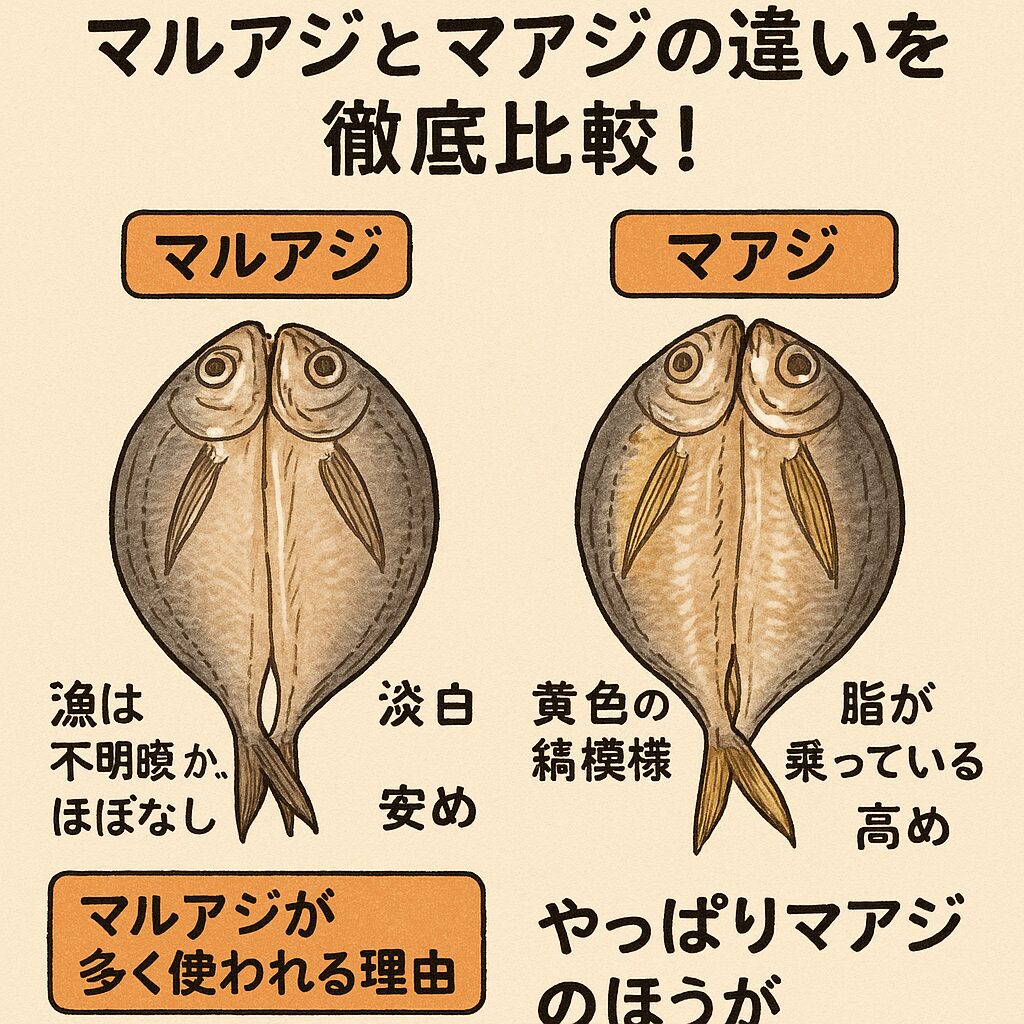 【干物の旨さは品種で変わる?】マルアジとマアジの違いを徹底比較!本当に美味しいのはどっち?釣太郎