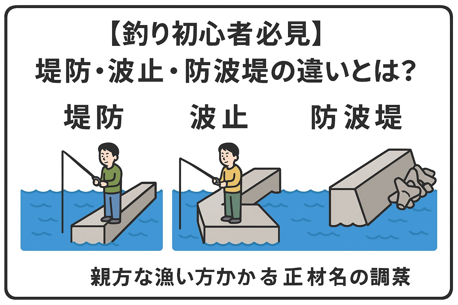 【釣り初心者必見】堤防・波止・防波堤の違いとは?知らないと恥ずかしい海釣りの基礎知識。釣太郎