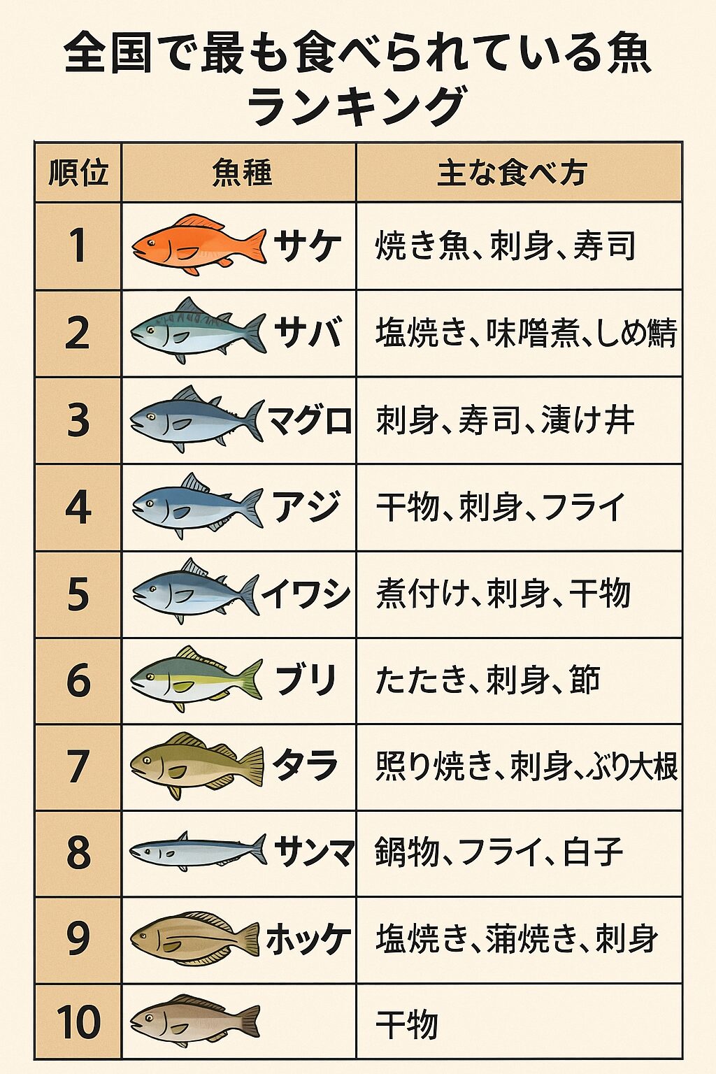 日本人が最も食べる魚ランキング。釣太郎