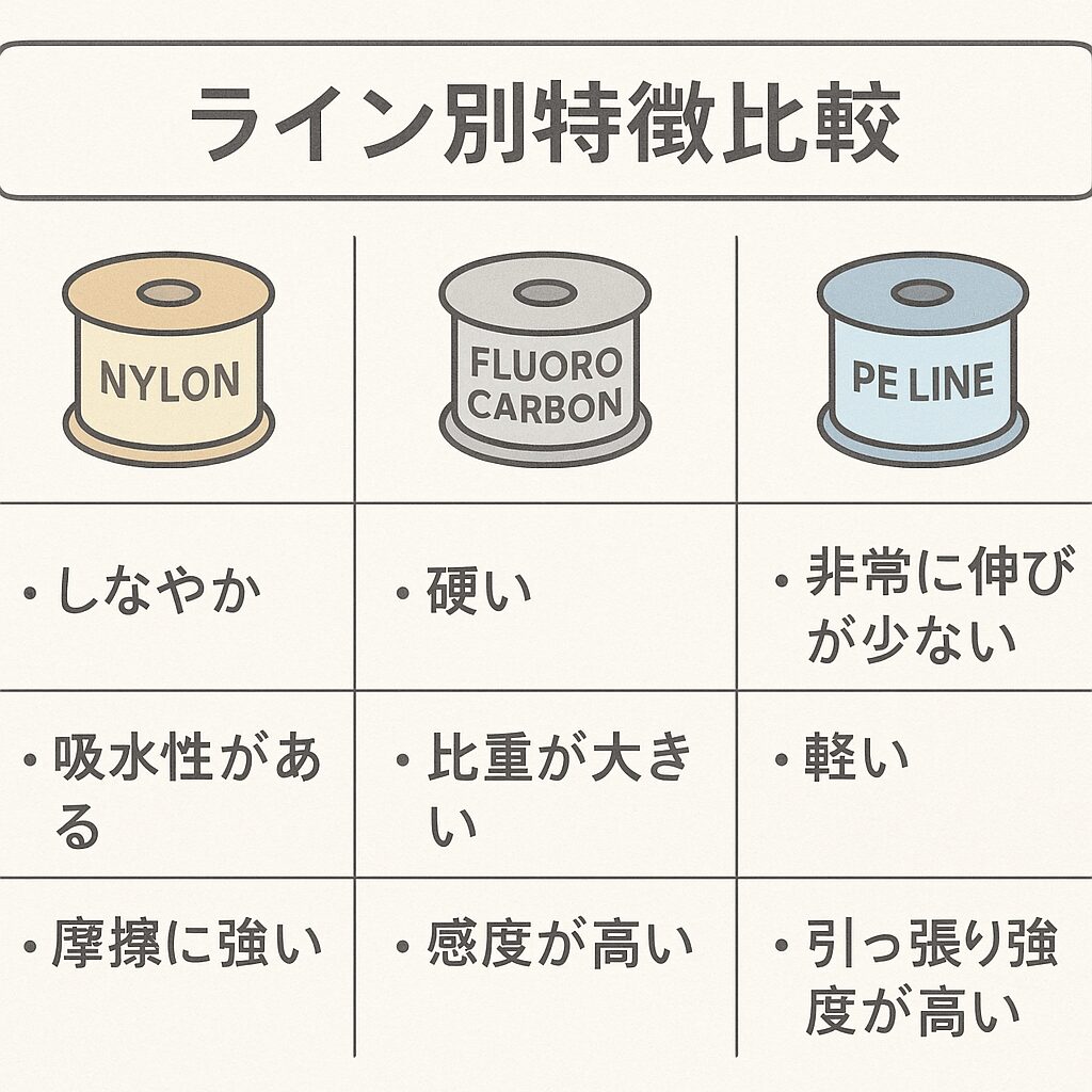 【初心者向け】釣り糸の種類と特徴｜ナイロン・フロロカーボン・PEラインの違いを徹底解説！釣太郎