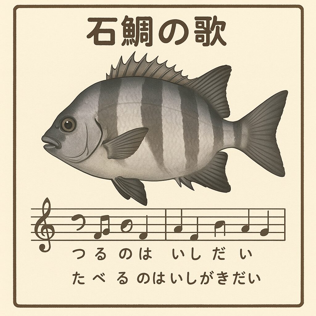 石鯛の歌。作詞作曲は釣太郎。歌手底もの釣り師。楽曲