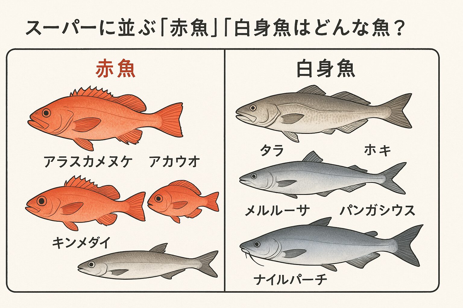 スーパーに並ぶ「赤魚」「白身魚」はどんな魚？釣太郎解説