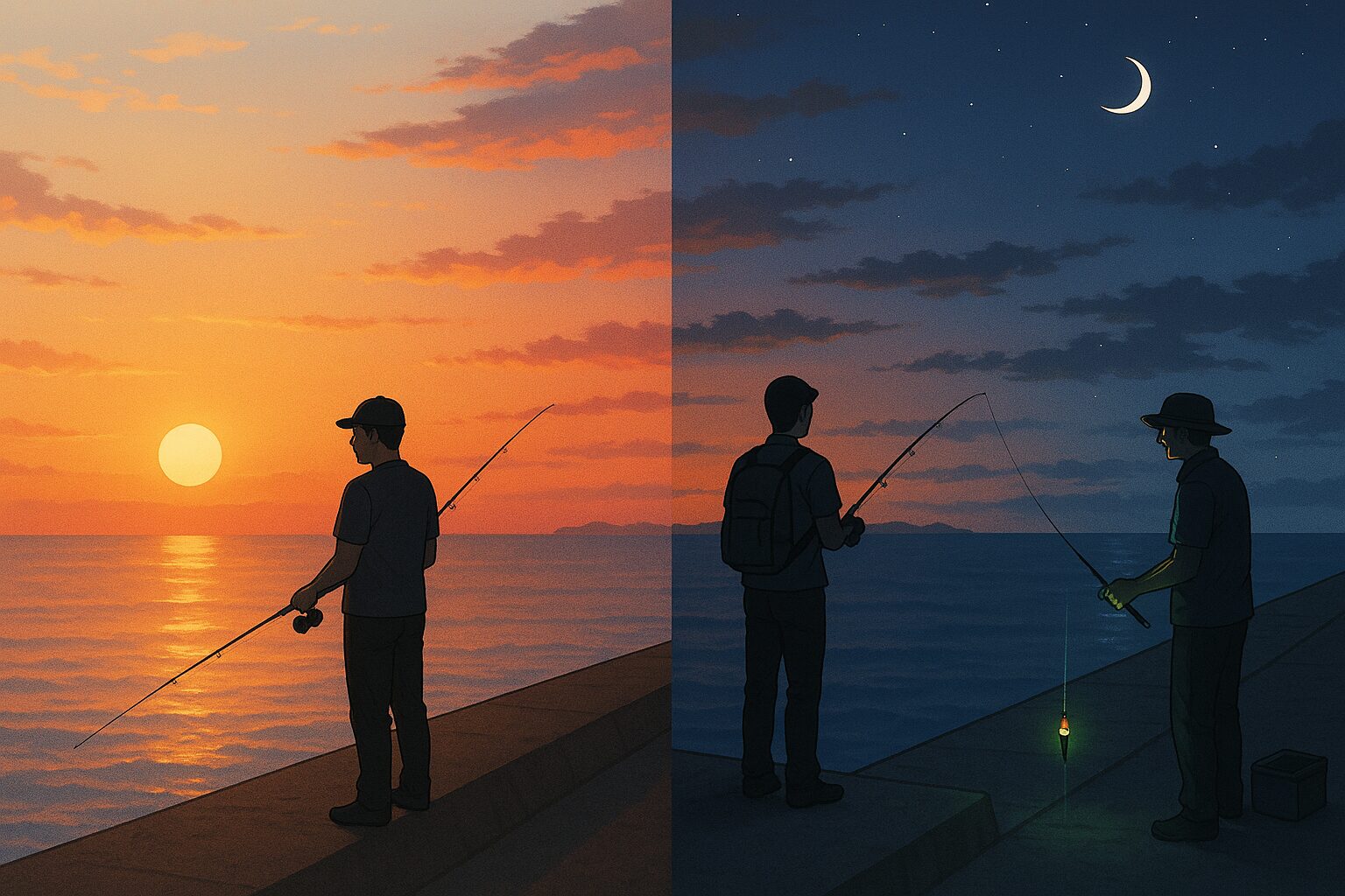 夏は「どこで釣るか」よりも「いつ釣るか」が重要です。朝夕マズメや夜釣りは、釣果も体への負担も大違い。
釣りは楽しむもの。無理せず、涼しい時間を選びましょう。釣太郎