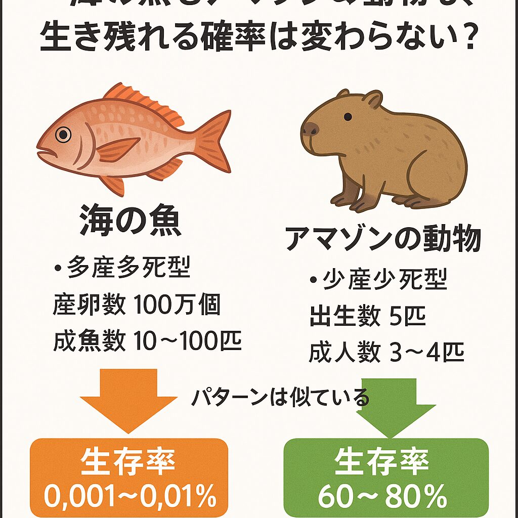 海の魚とアマゾン動物の生存戦略比較。釣太郎