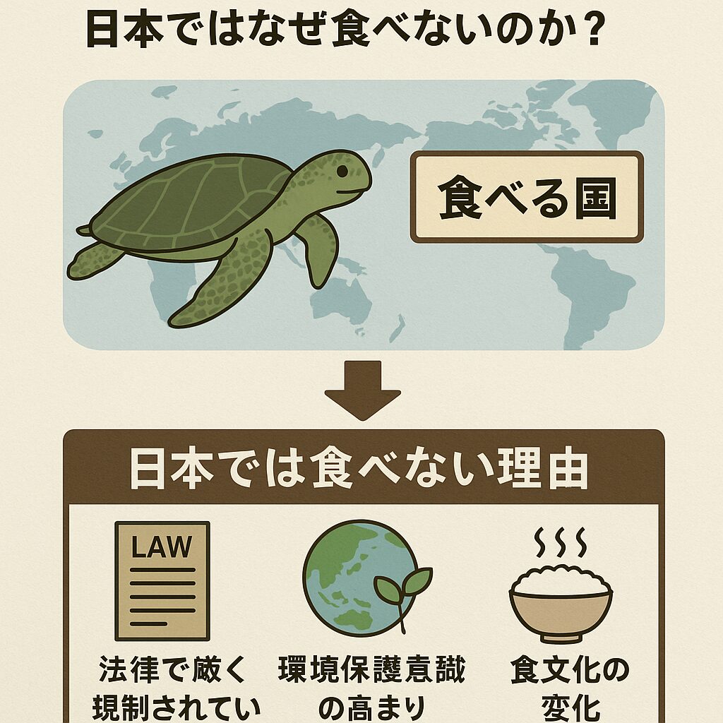ウミガメは世界では食べる国もあるが、日本ではなぜ食べないのか?釣太郎