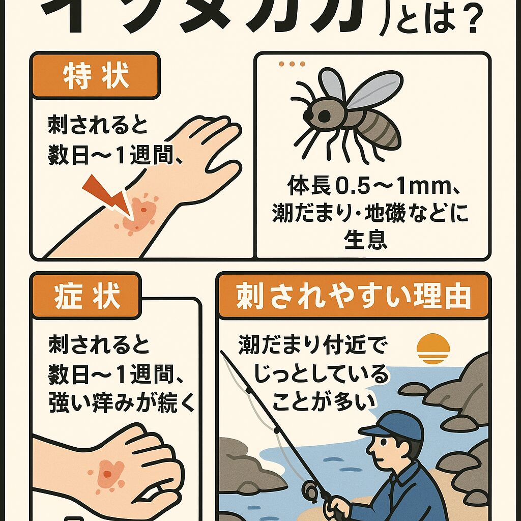 イソヌカカは、体長わずか0.5〜1mmほどの極小昆虫。見た目は目視ではほぼ確認できないほど小さく、白っぽく糠(ぬか)状に舞っていることから「ヌカカ」と呼ばれます。釣太郎