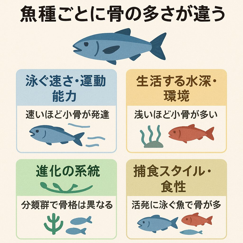 魚種によって骨の数や太さ、小骨の多さはかなり違います。釣太郎