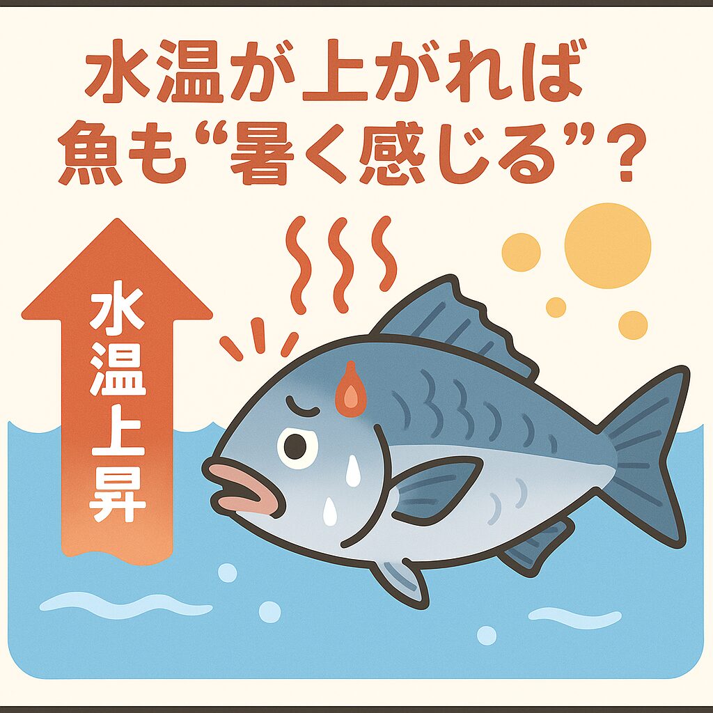 夏場に水温が上がると、魚の体温も一緒に上昇。
これは人間でいう「暑い」と同じような状態になります。釣太郎