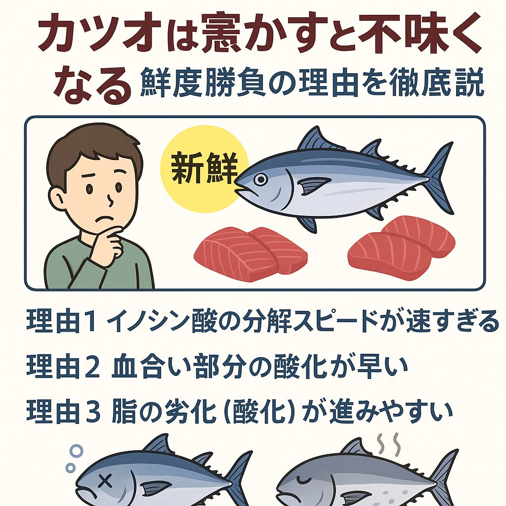 モチガツオは重宝されるが、カツオは寝かすと不味くなる？鮮度勝負の理由。釣太郎