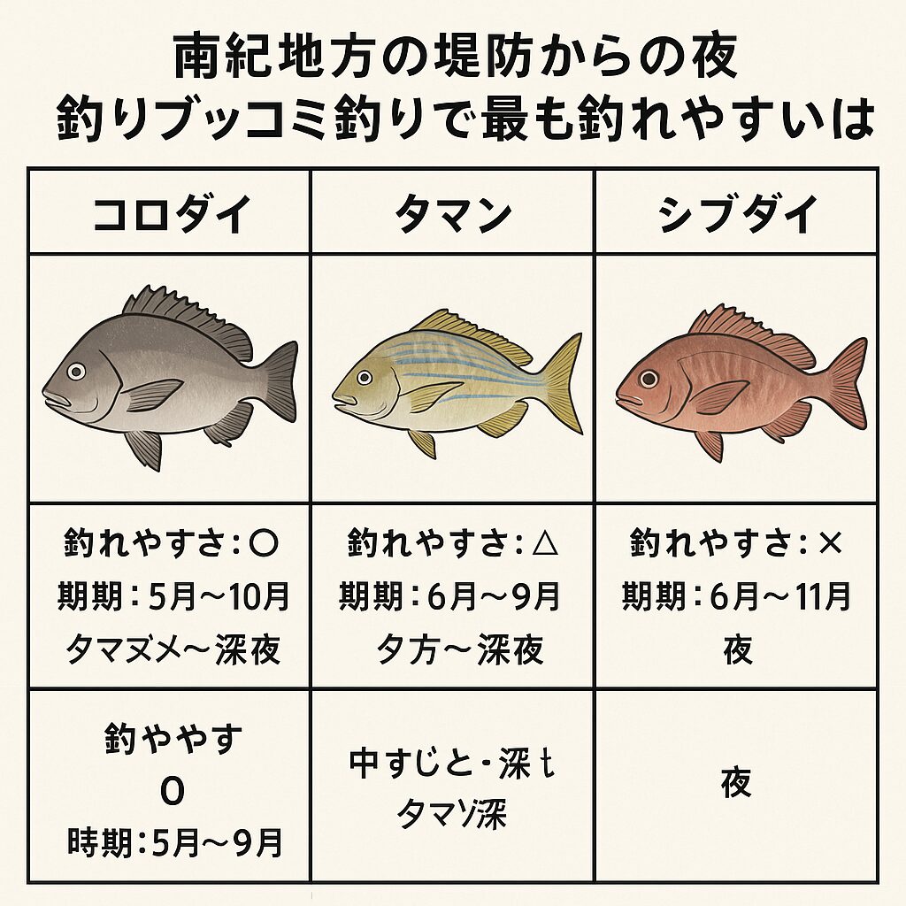【南紀夜釣り完全ガイド】堤防からのブッコミ釣りで最も釣れやすいのは？コロダイ・タマン・シブダイ徹底比較！釣太郎