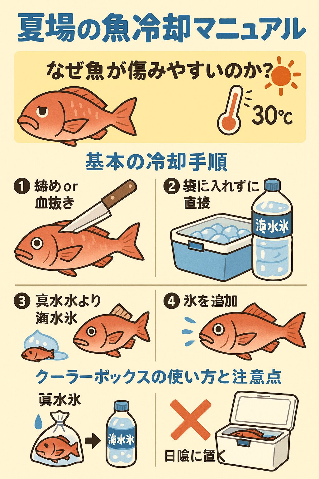 【完全保存版】夏場の魚冷却マニュアル|釣った魚の鮮度を守る秘訣とは?釣太郎
