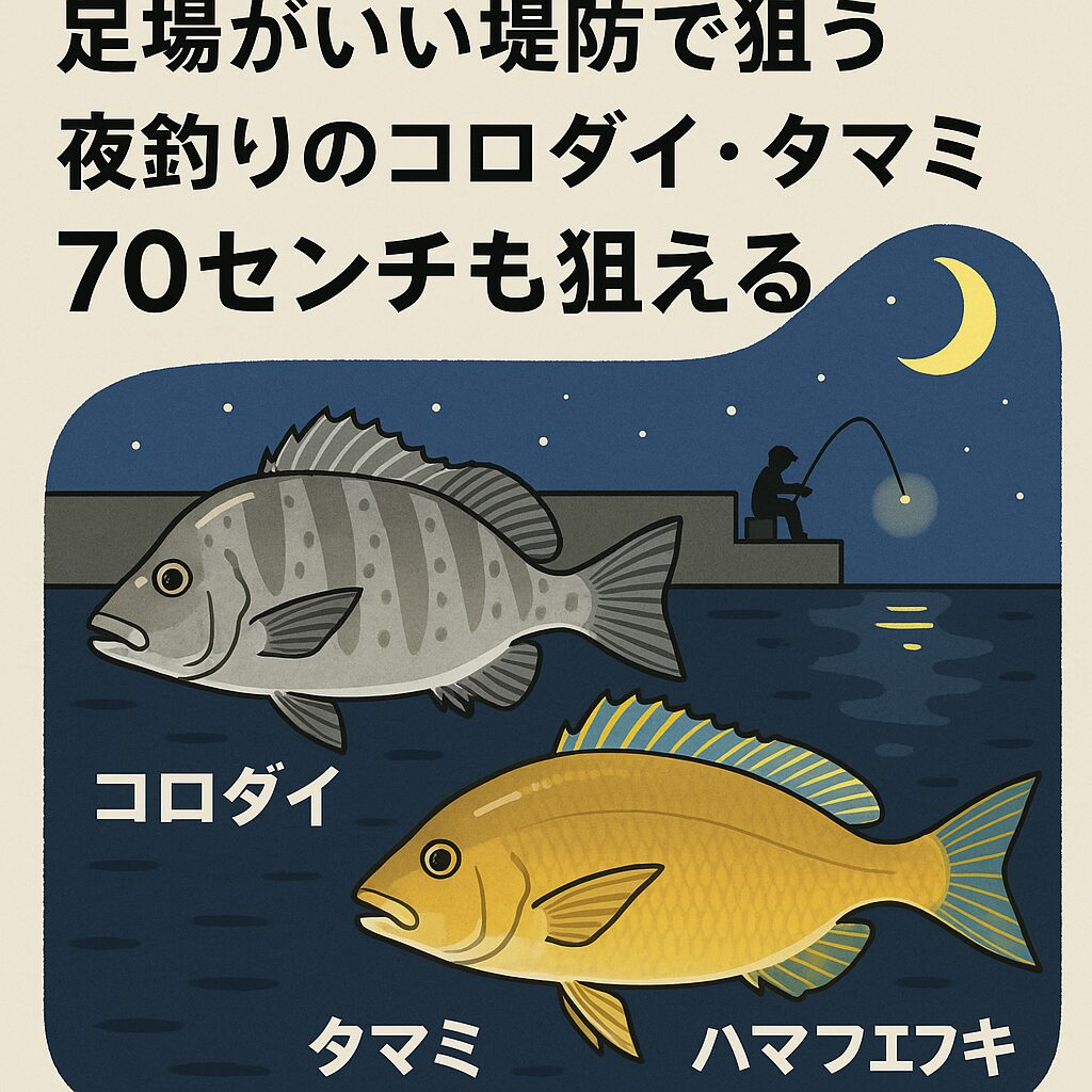 【和歌山みなべ】足場の良い堤防で狙う！夜釣りのコロダイ・タマミ攻略法【70cmオーバーも夢じゃない】釣太郎