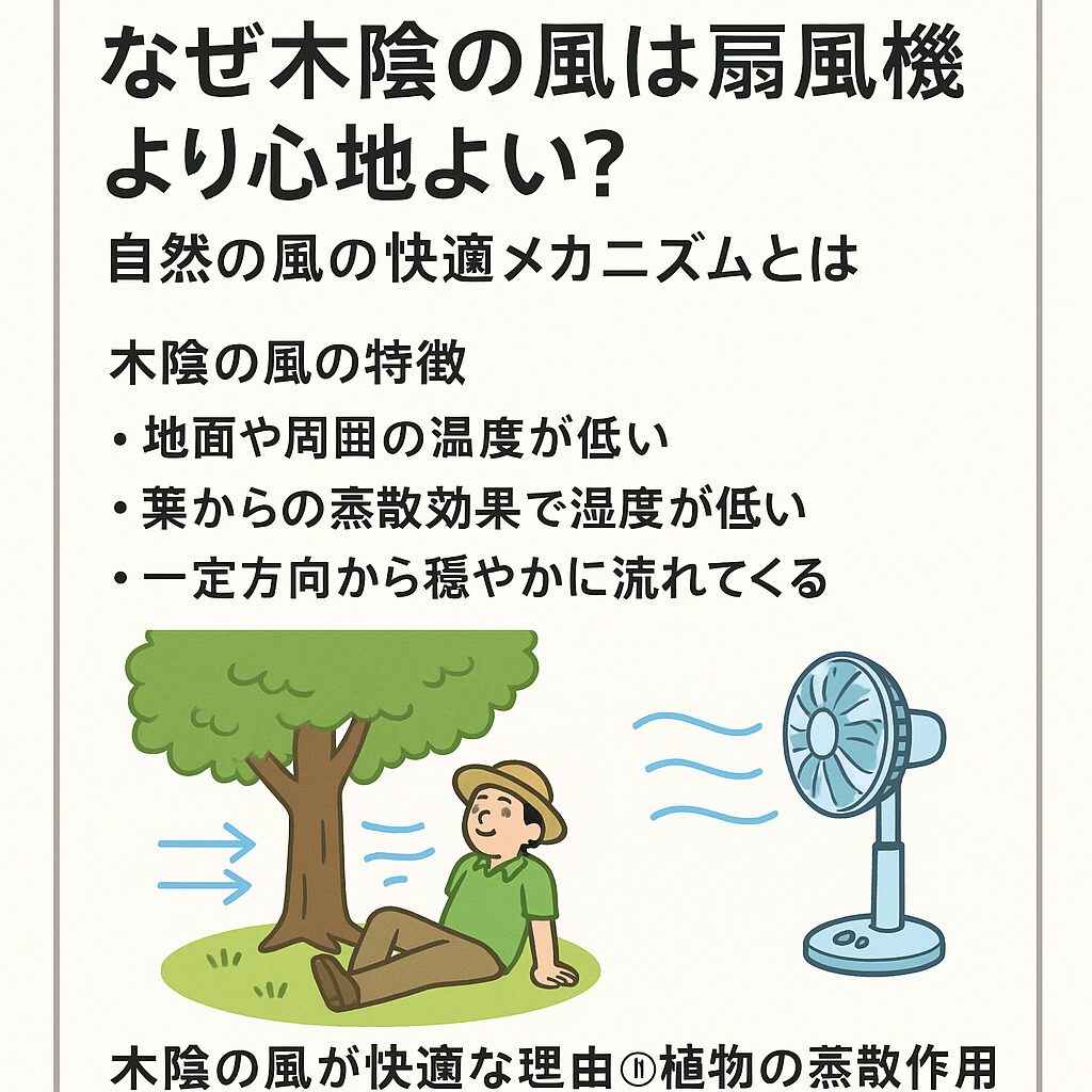 【猛暑対策】なぜ木陰の風は扇風機より心地よい？自然の風の快適メカニズム説明。釣太郎