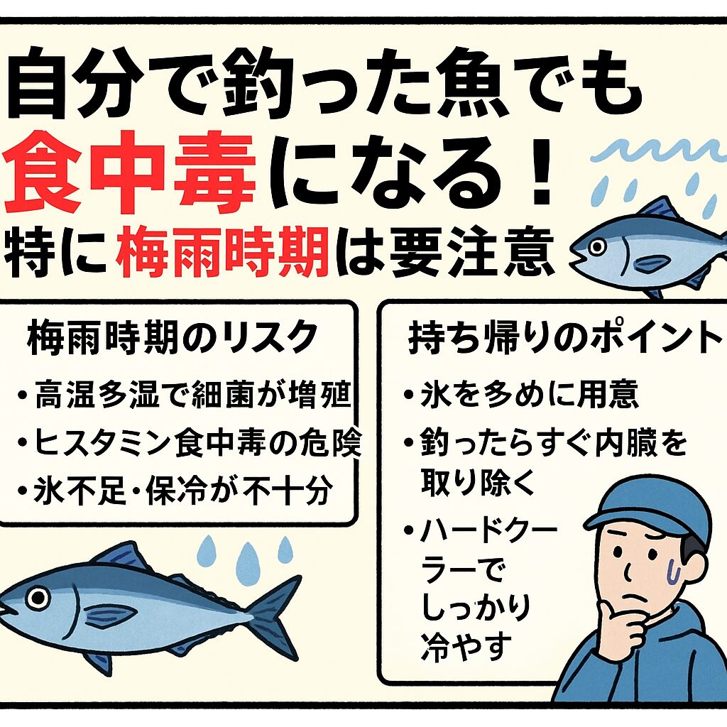 【釣り人必見】自分で釣った魚でも食中毒は起こる！特に梅雨時期は要注意。釣太郎