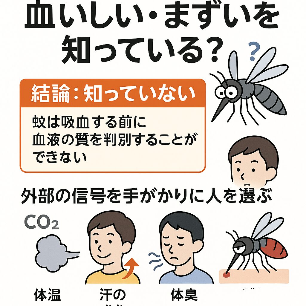 蚊は血のおいしさ・まずさを知っているのか？だから集中的に刺す？釣太郎