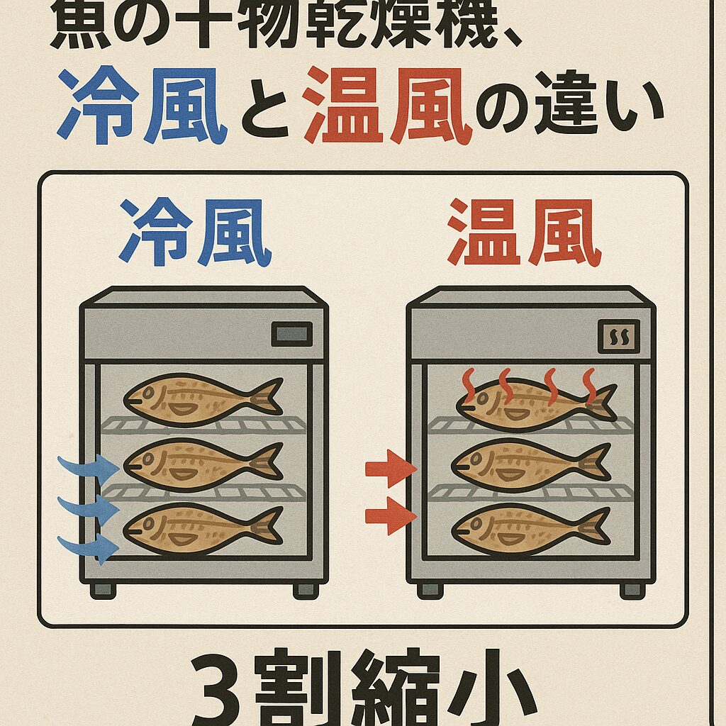 魚の干物乾燥機、冷風と温風の違い。食味はどう変化するのか。釣太郎