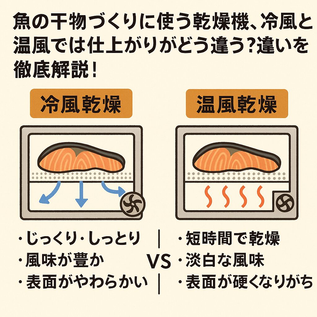 魚の干物づくりに使う乾燥機、冷風と温風では仕上がりがどう違う？違いを徹底解説！釣太郎