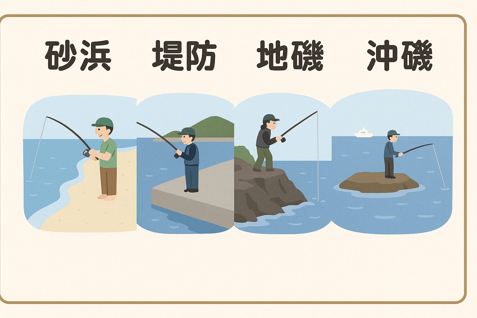 【釣り初心者必見】砂浜・堤防・地磯・沖磯の違いと特徴を徹底解説!釣太郎