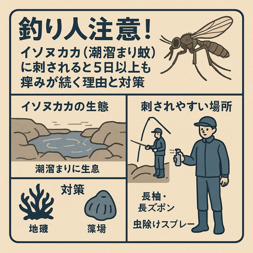 釣り人注意！イソヌカカ（潮溜まり蚊）に刺されると5日以上も痒みが続く理由と対策【地磯釣り・夏場の大敵】釣太郎