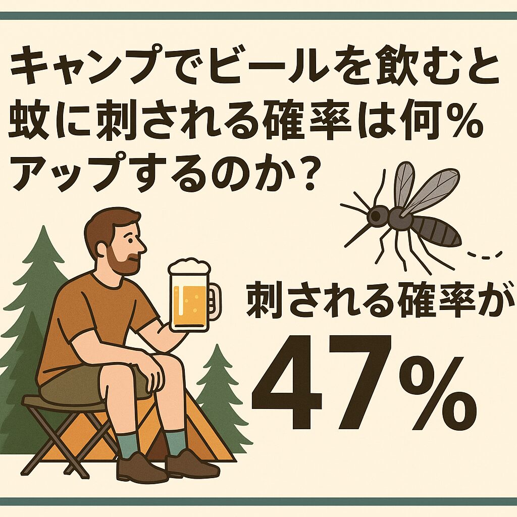 ビールを飲むと蚊に刺される確率が30〜60%アップする。釣太郎