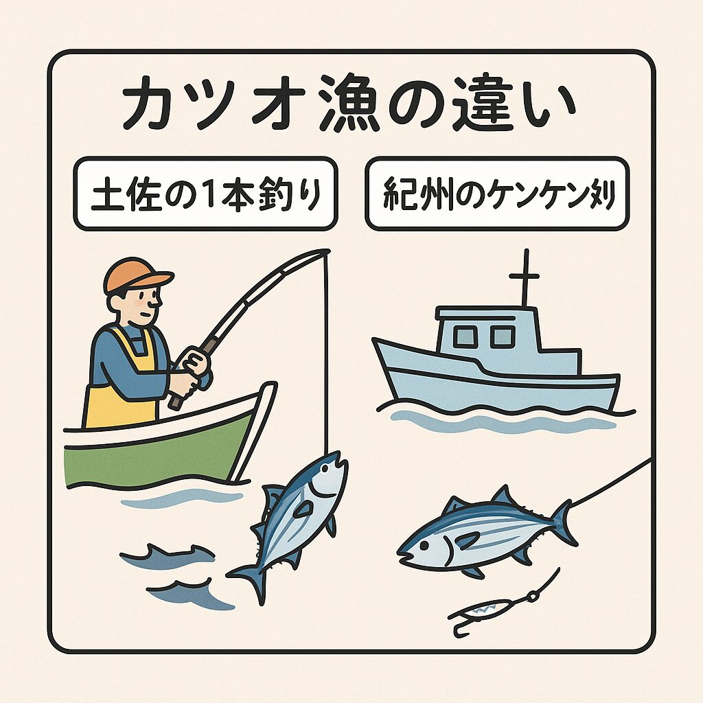 カツオ漁の代表格「土佐の一本釣り」と「紀州のケンケン釣り」の違い。釣太郎