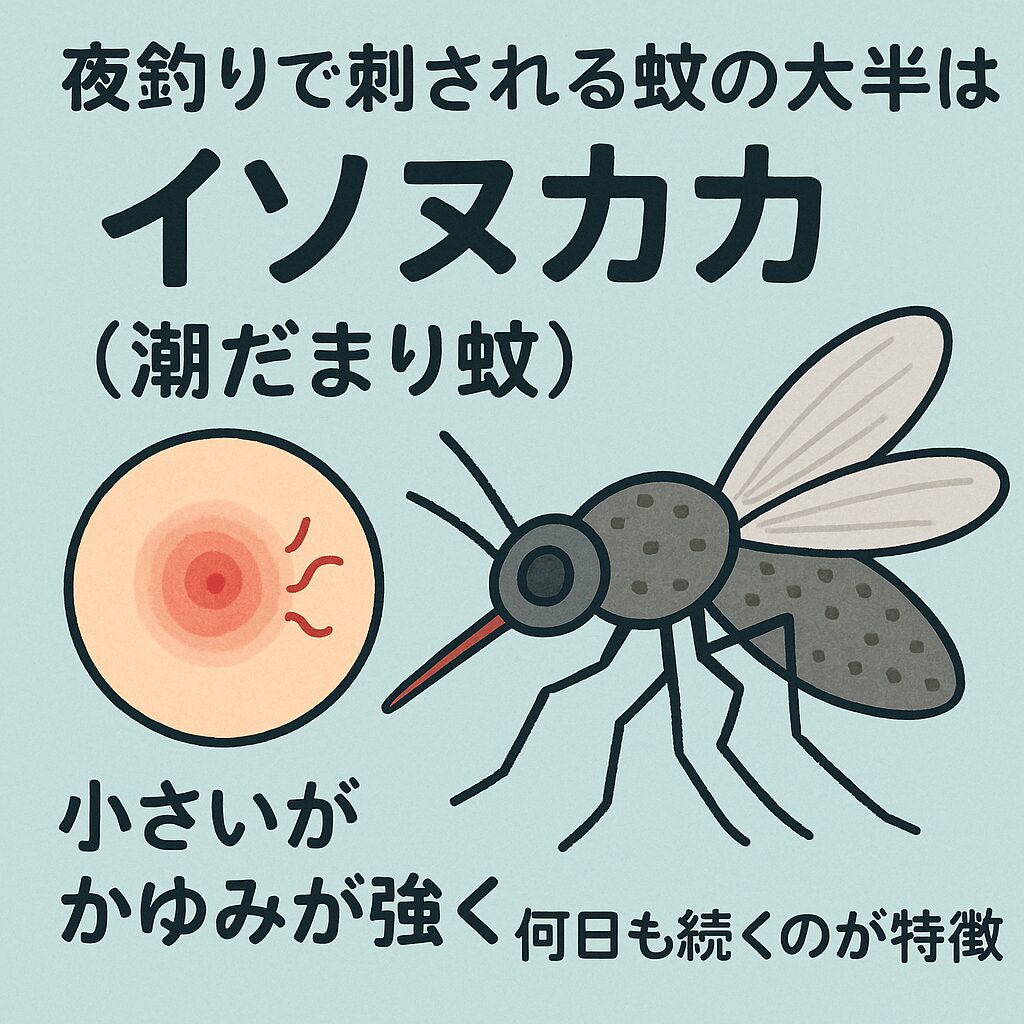 海で刺される蚊は磯糠蚊（イソヌカカ）が多い。釣太郎