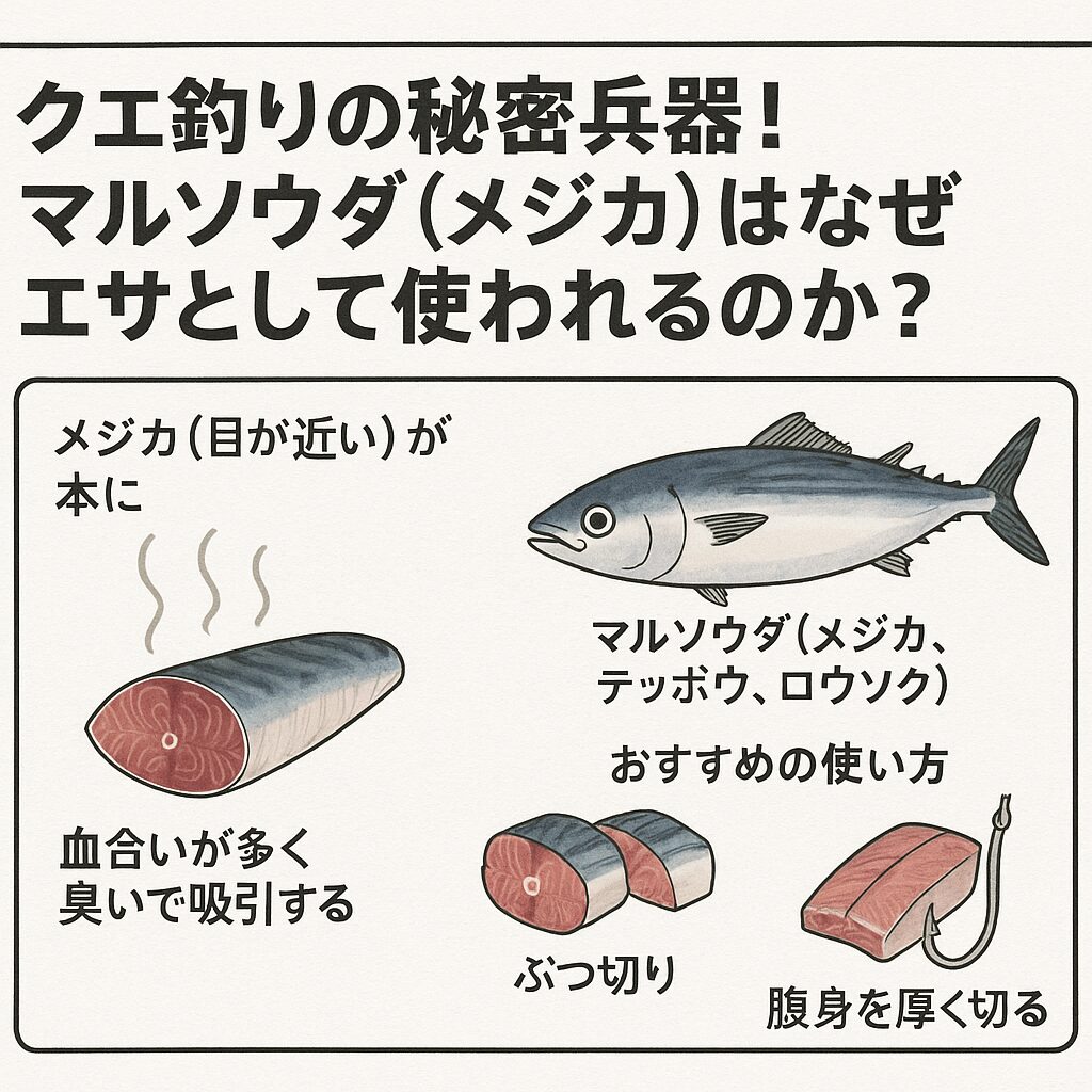 クエ釣りの秘密兵器!マルソウダ(メジカ)はなぜエサとして使われるのか?釣太郎