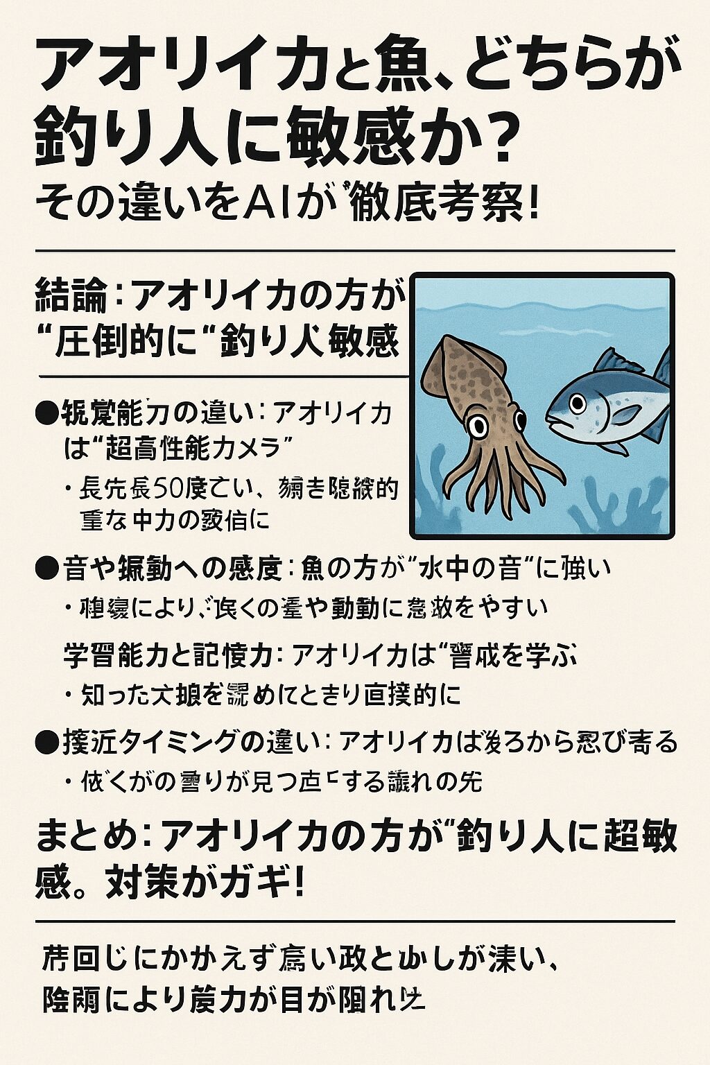 魚よりアオリイカの方が“圧倒的に”釣り人に敏感。釣太郎