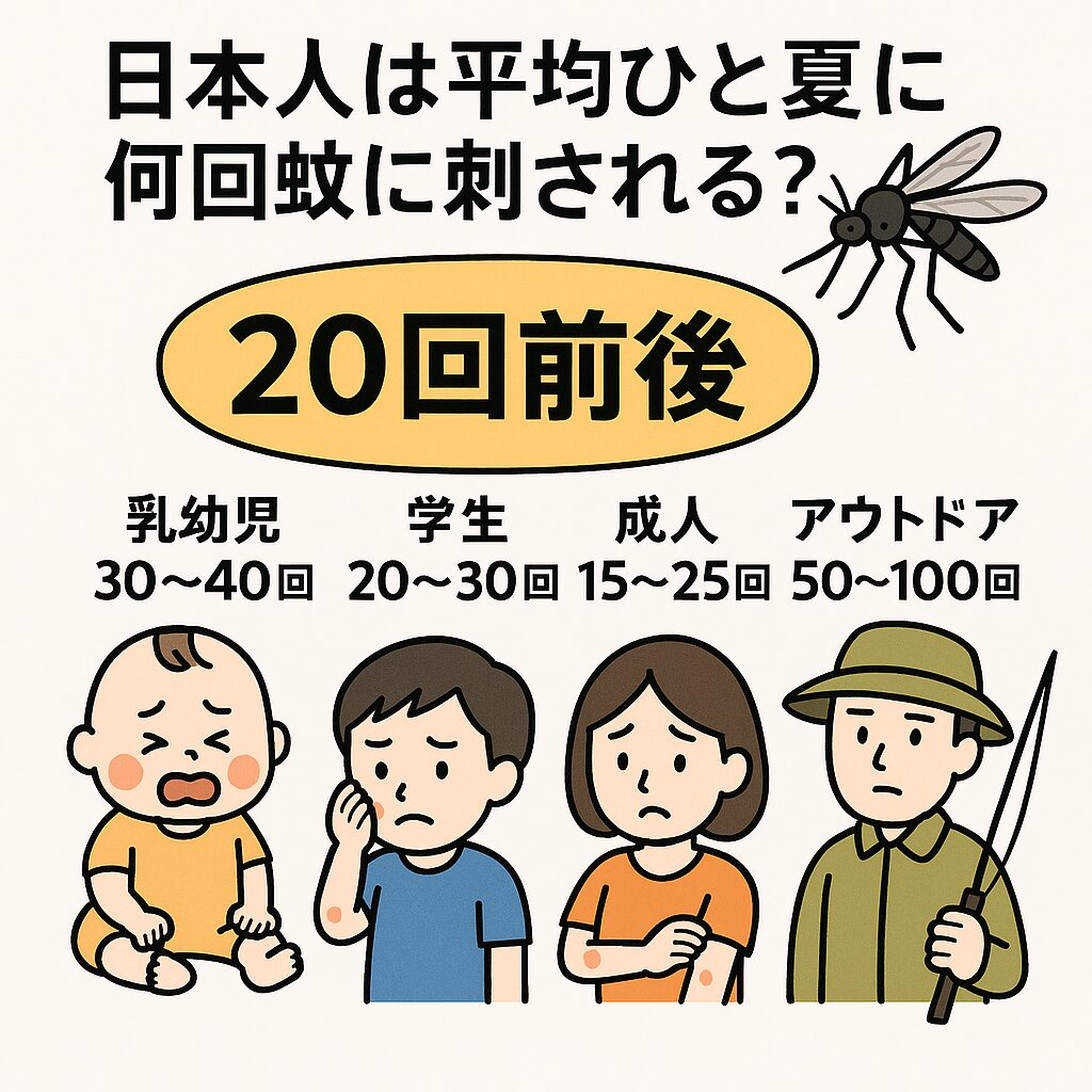日本人はひと夏で平均20回前後蚊に刺されている。釣太郎