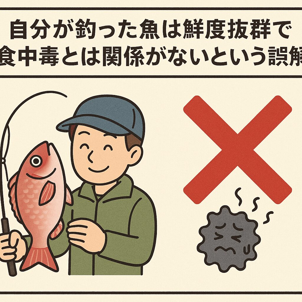 自分が釣った魚は鮮度抜群で食中毒とは関係がないという誤解。釣太郎